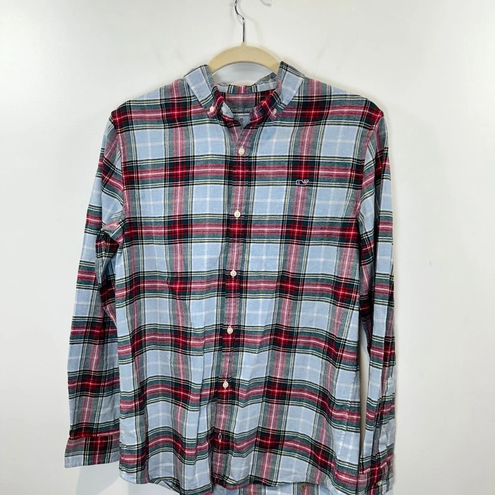 Vineyard Vines Plaid Red‎ Blue Green Button Down Long Sleeve Shirt XL 16